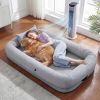 Cooling Human Dog Bed for Summer, Breathable Washable Floor Lounger for People & Pets, 71"x40"x11", Glacier Grey, Pet Bed for Hot Weather Relaxing