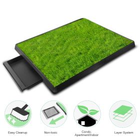 Dog Toilet Indoor Puppy Training Pad, Dog Potty Pet Training Grass Mat, Removable Waste Tray for Easier Clean Up, Artificial Turf, 25"Ã—20"