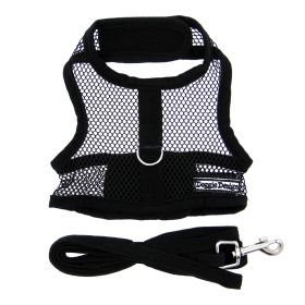Cool Mesh Dog Harness with Leash (Color: Solid Black, size: X-Small)