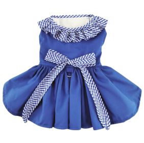 Blue Gingham Dog Dress with Matching Leash (size: X-Large)