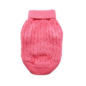 Combed Cotton Cable Knit Dog Sweater (Color: Candy Pink, size: X-Large)