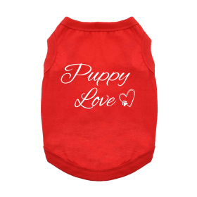 Puppy Love Dog Shirt (Color: Flame Scarlet Red, size: 2X-Large)