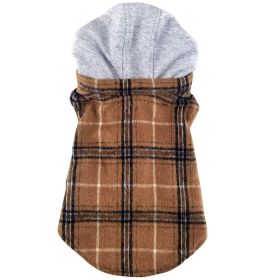 Weekender Dog Sweatshirt Hoodie (Color: Brown & Black Plaid Flannel, size: X-Large)