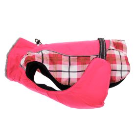 Alpine All-Weather Dog Coat (Color: Raspberry Plaid, size: large)