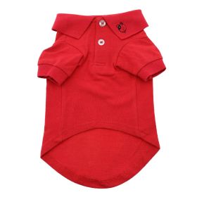 Solid Dog Polo (Color: Flame Scarlet Red, size: large)