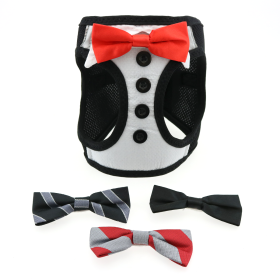 American River Ultra Choke Free Dog Harness (Color: Tuxedo with 4 Interchangeable Bows, size: X-Small)