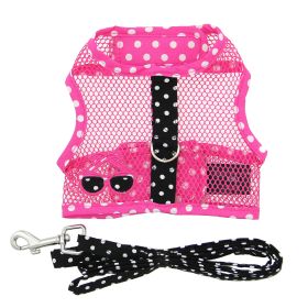 Cool Mesh Dog Harness Under the Sea Collection (Color: Sunglasses Pink and Black Polka Dot, size: small)