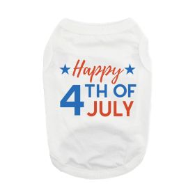 Happy 4th of July Dog Shirt (Color: White, size: small)