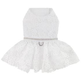 White Lace Dog Wedding Dress with Matching Leash (size: small)