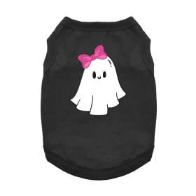 Cute Ghost with Bow Dog Shirt (Color: Jet Black, size: medium)