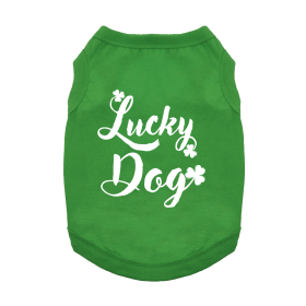 Lucky Dog Dog Shirt (Color: Emerald Green, size: medium)