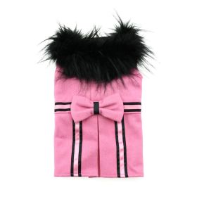 Wool Fur-Trimmed Dog Harness Coat (Color: pink, size: medium)