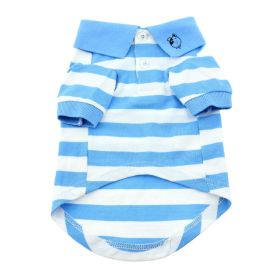 Striped Dog Polo (Color: Blue Niagara and White, size: X-Small)